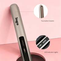 Mini fer à lisser compact en céramique avec revêtement céramique, rechargeable par USB, écran LCD, portable, pour les voyages