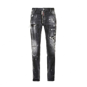 OEM New Design <b>High</b> Quality <b>Men's</b> Blue Skater Slim Fit Pencil Pants Mid <b>Waist</b> Softener Stretch Print Denim <b>Jeans</b> - Product Image 1