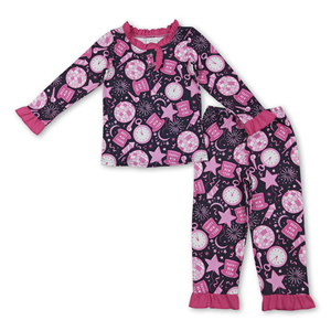 Pigiama per Bambini con Maniche Lunghe Blu e Stampa 'Happy New Year', <span class=keywords><strong>Abbigliamento</strong></span> per Ragazzi e Ragazze, Set di Vestiti per Adolescenti, RTS/OEM/ODM - Product Image 3