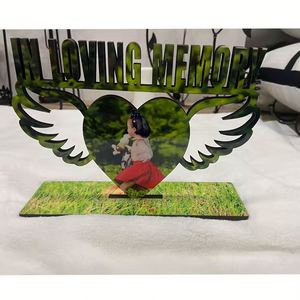 Custom MDF <b>Wooden</b> Heart Wing in LOVING MEMORY Sublimation <b>Photo</b> <b>Frame</b> Blanks - Product Image 2
