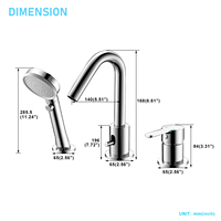Robinet de douche à 3 trous en acier inoxydable chromé poli avec cartouche céramique – Garantie 5 ans