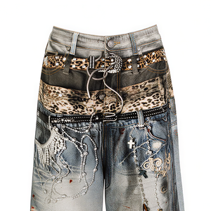 Jeans Designer da Uomo e Donna, Stile Boyfriend, Stampa 3D Stereo, Vita Alta, Gamba Dritta, Alta Qualità, Personalizzabili - Product Image 5