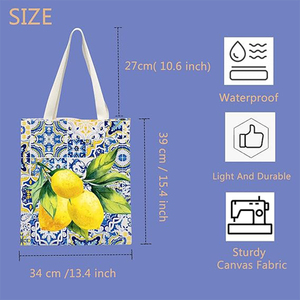 Cadeau des îles italiennes réutilisable écologique Promotion citrons frais sac fourre-tout sud de l'Italie dames voyage Shopping sac de plage - Product Image 2