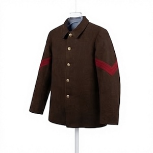Manteau d'hiver pour homme en laine 100% marron, uniforme, fait main, brodé, à manches longues, à simple boutonnage - Product Image 3