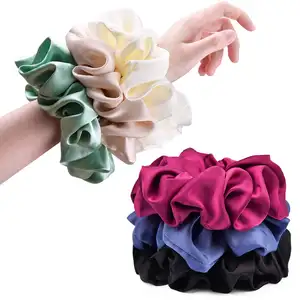 Grandi elastici in vero raso per le donne Scrunchy oversize in raso Extra Large per capelli spessi elastici per capelli H03