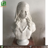 Statue de buste de femme voilée en marbre blanc naturel grandeur nature, fabrication sur mesure