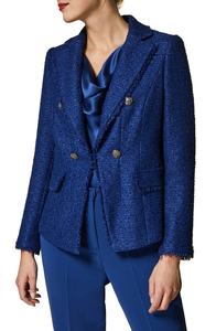 Giacca <span class=keywords><strong>Blazer</strong></span> da <span class=keywords><strong>donna</strong></span> con colletto dentellato Slim Fit a maniche lunghe con doppio petto in <span class=keywords><strong>Tweed</strong></span> metallico personalizzato del produttore - Product Image 5