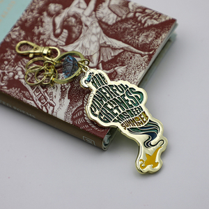 Manufacture Zinc Alloy Embossed Texture Letters Soft Enamel Shiny Gold Keychain Key <b>Rings</b> With Snap Hook - Product Image 1
