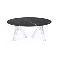 Emperador Marmor Esstisch-Set 180x115 Ometto Transparente Basis Modernes Minimalistisches Wohnmöbel Modell OVAL006