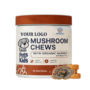 OEM/ODM Champignon Queue de dinde pour chiens avec Crinière de lion biologique - Extrait 8:1, Friandises à mâcher aux champignons pour l'immunité, le soutien des articulations et de la colonne vertébrale - Product Image 1