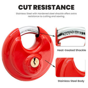 Candado de Disco Rojo con Llave Igualada de 2-3/4\" (70 mm) para Gestión de Almacenamiento, Camiones, Remolques, Almacenes, Furgonetas - Product Image 2
