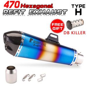 Silenciador de escape de doble salida de 470 mm para NVX155 <span class=keywords><strong>FZ300</strong></span> MT09 R3 ZX6R ZX25R 765 800X con Db Escape - Product Image 5