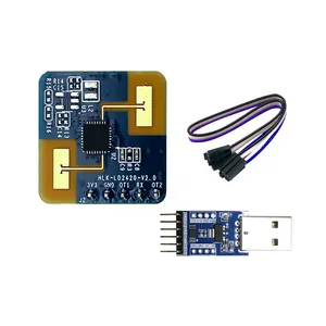 Factory hot sale 3.3V 50mA high performance 24GHz radar sensor module with one transmitter and receiver antenna HLK-LD2420 kit