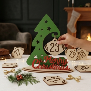 Christmas Tree Countdown <b>Calendar</b> Wooden Advent <b>Calendar</b> Tabletop Holiday Decoration Reusable Festive Home Decor - Product Image 5