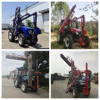 Hydraulische boomverzorgingsmachine voor tractoren, geschikt voor het snoeien van fruitbomen, takken en hagen.