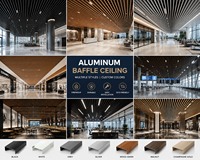 Paneles de Techo Suspendidos Ignífugos de Aluminio con Acabado de Madera, Baffles en Forma de U, Diseño Moderno 3D para Hogar, Oficina y Edificios de Oficinas