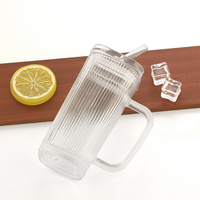 Gobelet à café en verre carré à rayures verticales transparentes et nervurées tasse à thé au jus de fruit