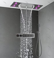Système de douche numérique multifonctionnel Anlamda avec affichage LED, colonne de douche à jet d'eau, ensemble de douche thermostatique avec douchette à main