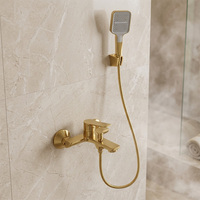 Ensemble de douche mural moderne en laiton poli de haute qualité, double fonction, avec robinet de baignoire en céramique, jet doux pour villa et appartement