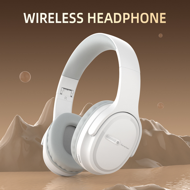 OEM High Quality Dynamic Digital Display Wireless Over-ear Headphones White Color for Gaming & Sports