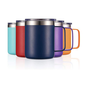 Tazas de Café Reutilizables de Acero Inoxidable Aisladas de 12 oz con Interior y Posavasos de Corcho, Taza con Asa y Fondo de Corcho, Vaso Térmico para Café - Product Image 1