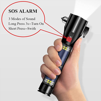 Lampe torche d'urgence multifonctionnelle rechargeable à l'énergie solaire, brise-vitre magnétique, sirène d'alarme, torche LED de sécurité automobile, vente en gros