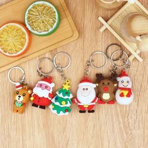 Porte-clés de Noël I-0123 en forme d'arbre, porte-clés mignon en PVC souple, caoutchouc géométrique, acier inoxydable - Product Image 1