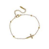 Bracelet en acier inoxydable en forme de croix, tendance et polyvalent, plaqué or 18 carats avec diamants, vente chaude
