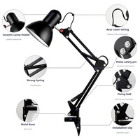 Portable étude lumière réglable chambre Cilp lampe dortoir lecture pince Led bureau bras oscillant Flexible pliant lampe de Table avec pince