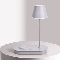 QI moderne LED lampe de bureau 3 couleur claire CCT tactile gradateur hêtre décor champignon tête veilleuse sans fil chargeur métal abat-jour DC