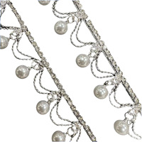 Accessoires de mariage de 2 cm de largeur pour la décoration de chapeaux, chaussures, vêtements, matériaux de couture, dentelle perlée, chaîne de strass