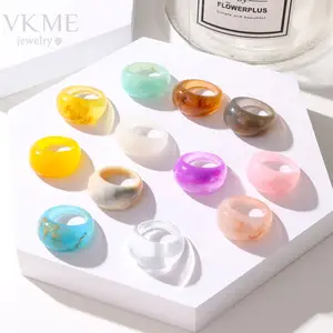 VKME Nhẫn Chunky Trang Sức Nữ Nhiều Màu Bằng Nhựa Resin Nhẫn Acrylic Thiết Kế Mới