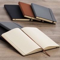 Cuadernos Negros con Certificación FSC, MOQ Bajo, con Logotipo Dorado Personalizado en la Parte Delantera, Agenda y Diario OEM, Tapa Dura, Cuaderno A5 de Cuero PU