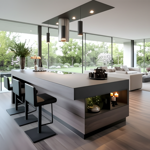 Kabinet Dapur Modular Modern OEM/ODM dengan Pintu Rata dan Meja Laminasi untuk Penggunaan di Mal - Product Image 3