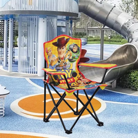 Chaise de camping pour enfants avec accoudoirs, dossier créatif à motif de dessin animé, en tissu Oxford, confortable, durable, pliable, légère, avec tube en acier