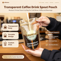 Sachets de café mats en PE biodégradable, anti-fuite, avec fermeture éclair et option paille, imprimés flexo, qualité alimentaire, pour café et extérieur - Vente en gros
