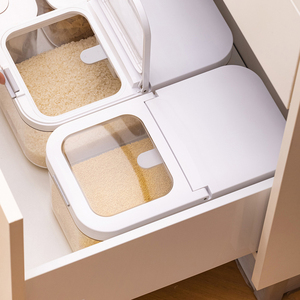 Contenedor dispensador grande de plástico PET para harina de arroz, estrecho, hermético, para granos y cereales, organizador de despensa de cocina - Product Image 3