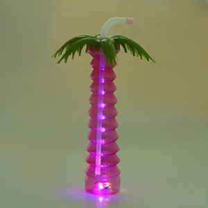 Gobelet en plastique lumineux LED en forme de palmier pour Daiquiri, avec couvercle et paille, logo personnalisé, vente en gros - Product Image 2