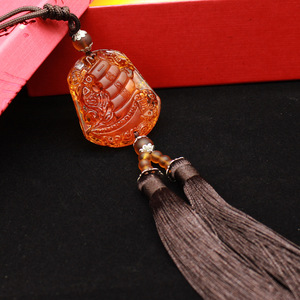 Pendentif de voiture Pengpeng en forme de voilier, en verre double face, pour rétroviseur, ornement décoratif traditionnel chinois - Product Image 1