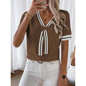 Suéter con Cuello Marinero y Lazo para Mujer, Tejido, Talla XS, Color Albaricoque - Product Image 3
