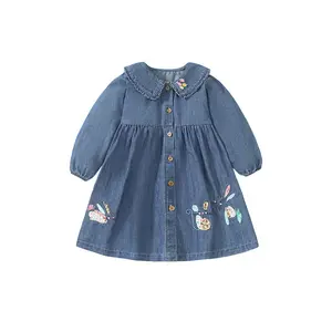Sweet Adorable Girls Dress Embroidered Long Sleeved Dress Clothing For Children Children Clothing Wholesale