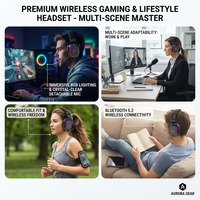 Casque de jeu sans fil RGB multimodes OEM ODM, circum-auriculaire, autonomie de 46 heures