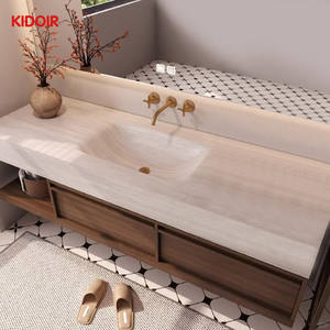 Vasque de salle de bain en pierre frittée OEM avec rebord fin, lavabo intégré sur comptoir, vasque monobloc pour armoire, pour <span class=keywords><strong>la</strong></span> vente en gros - Product Image 2