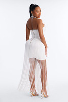 Robe de soirée moulante marron scintillante Joydressing avec franges, corset sexy et mini-jupe à pampilles, dos nu, vente en gros et personnalisation