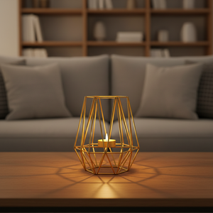 Candelero de Hierro Dorado Nórdico con Forma de Polígono Geométrico, Portavelas para Velas de Té, Decoración para el Hogar, Regalo de Boda, Hecho a Mano, Marca Wonder, Logotipo Personalizado - Product Image 3