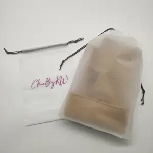 Saco de loja de roupas personalizado, com logotipo biodegradável, cordão de plástico, sacos de compras congelados para vestuário