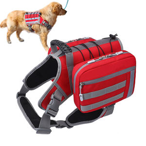 多機能ポリエステル製タクティカル大型犬用ハイキングハーネス、旅行やキャンプ用の取り外し可能なサドルバッグ付き - Product Image 4