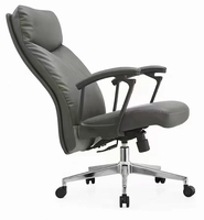 Fauteuil de bureau élégant au design moderne en cuir de luxe, contour élégant, base chromée polie, pivotant à 360°, réglable en hauteur, idéal pour la maison, le bureau ou l'hôtel