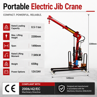 Grue électrique portable certifiée CE 12V/24V avec base pivotante, capacité de 1100 lb, grue à flèche pour benne de camionnette pour atelier mobile