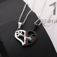 Collier magnétique en forme de cœur avec serrure et clé pour Couple, bijoux, vente en gros